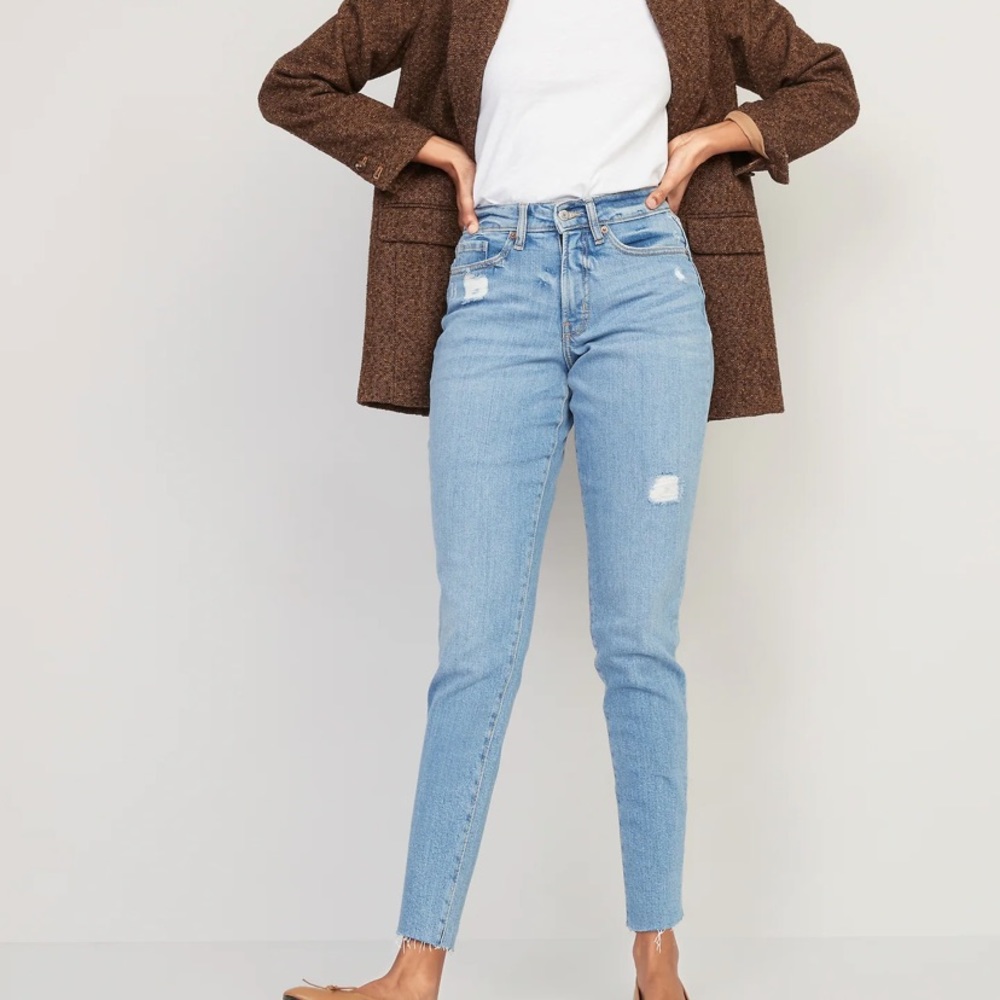 OG straight Distressed high rise jeans